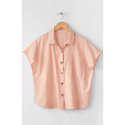 Adira Lightweight Cap-Sleeve Shirt - Peach sand