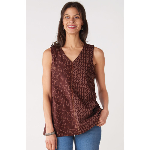 Shipra Cotton Jersey V-Neck Tank - Redwood