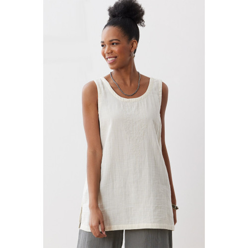 Sanju Double Gauze Long Tank - Salt Sanju Double Gauze Long Tank - Salt