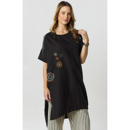 Bhadra Linen Cotton Side Slit Tunic - Black Bhadra Linen Cotton Side Slit Tunic - Black