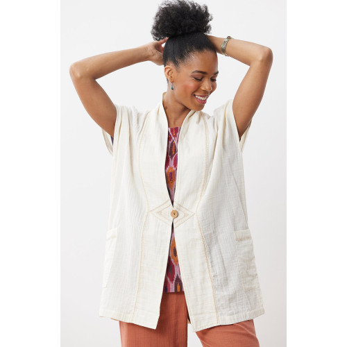 Kanai Cotton Double Gauze Jacket - Salt Kanai Cotton Double Gauze Jacket - Salt