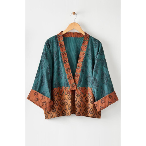Sikkim Unstructured Boxy Jacket - Dusty teal/Spice Sikkim Unstructured Boxy Jacket - Dusty teal/Spice