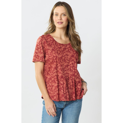 Naina Cotton Jersey Batik Print Tee - Fire red Naina Cotton Jersey Batik Print Tee - Fire red