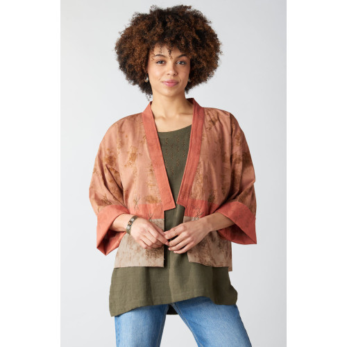 Sikkim Eco-Print Organic Cotton Unstructured Boxy Jacket - Madder root Sikkim Eco-Print Organic Cotton Unstructured Boxy Jacket - Madder root