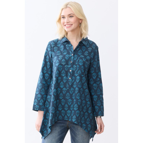 Naaziya Handkerchief Hem Tunic - Deep sea/Charcoal Naaziya Handkerchief Hem Tunic - Deep sea/Charcoal