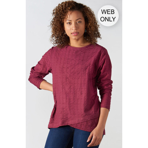 Sherna Textured Knit Long-Sleeve Tee - Wineberry Sherna Textured Knit Long-Sleeve Tee - Wineberry