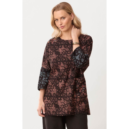 Tanisha Block Print 3/4-Sleeve Tunic - Ambrosia/Multi Tanisha Block Print 3/4-Sleeve Tunic - Ambrosia/Multi
